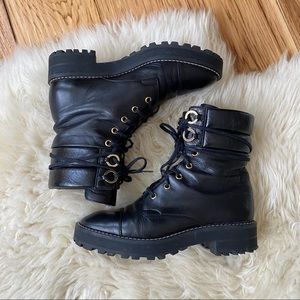 Stuart Weitzman Lexy Black Combat Boot Size 5